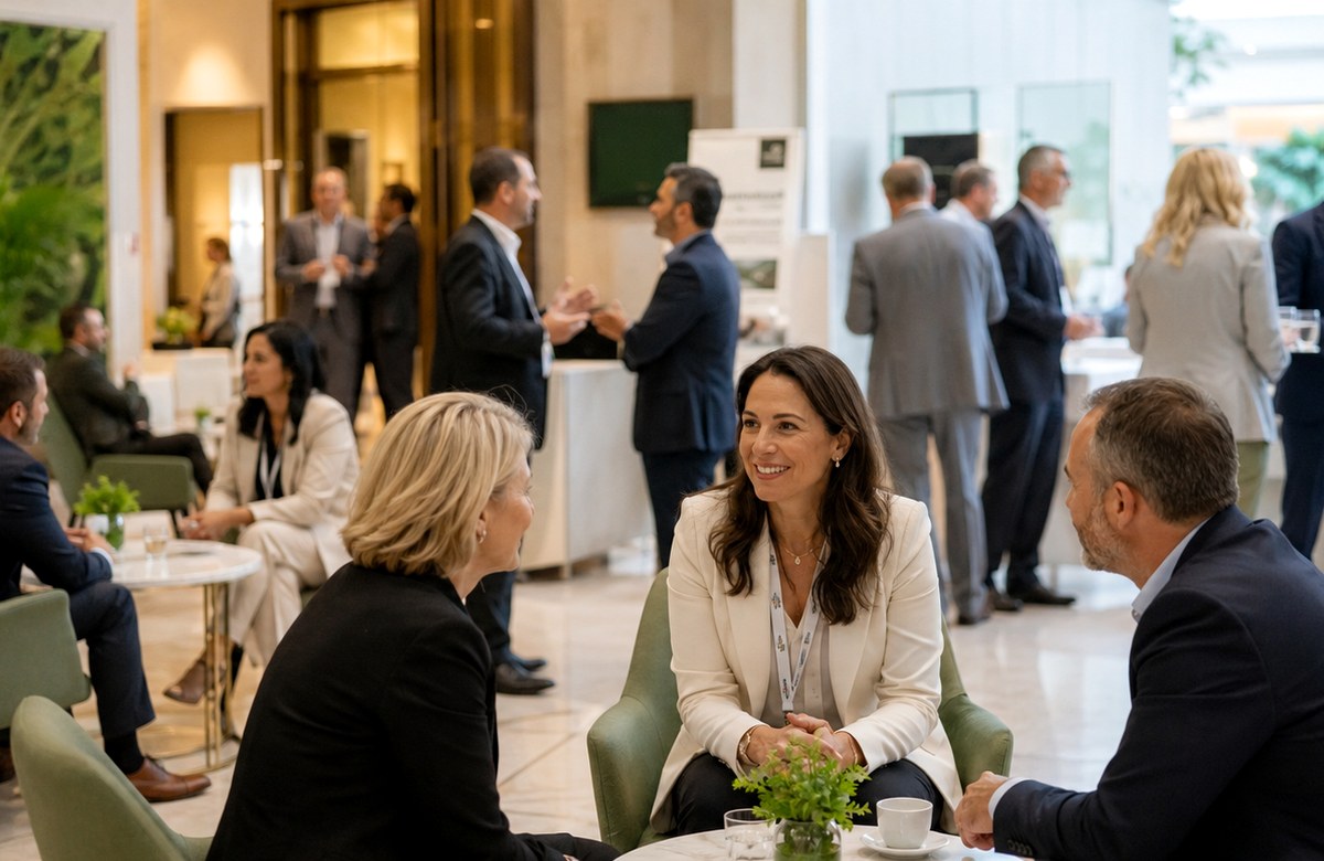Business professionals networking during an event