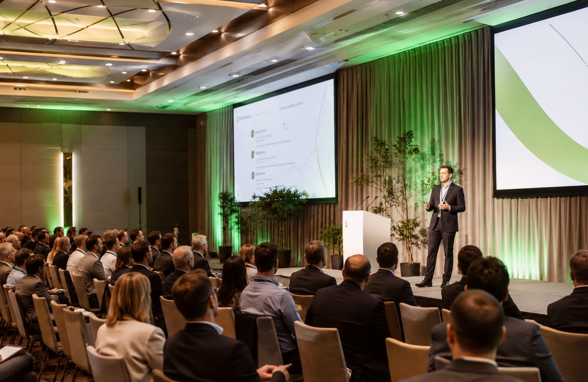 Conference audience attending a presentation